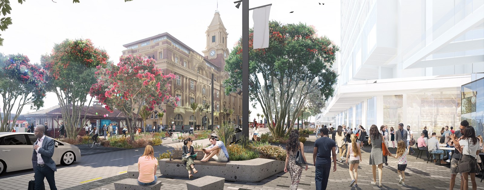 Artist’s impression of the refreshed Quay Street quarter outside the ferry terminal.